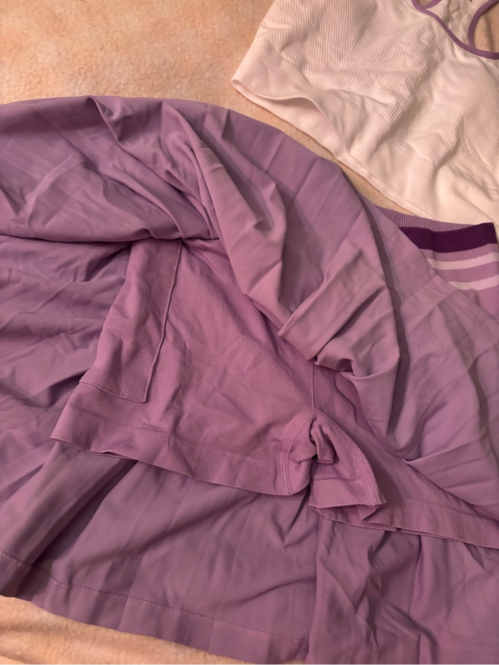 Lavender Pleated Athletic Skirt Set with White Stripe - Picture 3 of 8